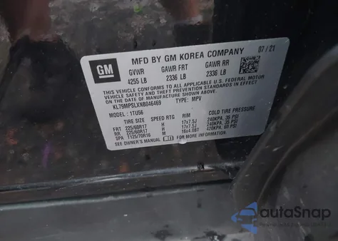 2022 Chevrolet Trailblazer Lt from USA, damaged, VIN KL79MPSLXNB046469